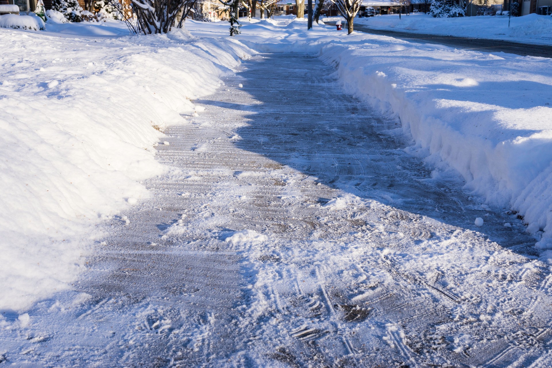 Cleared Sidewalk After Heavy Winter Storm in Michigan